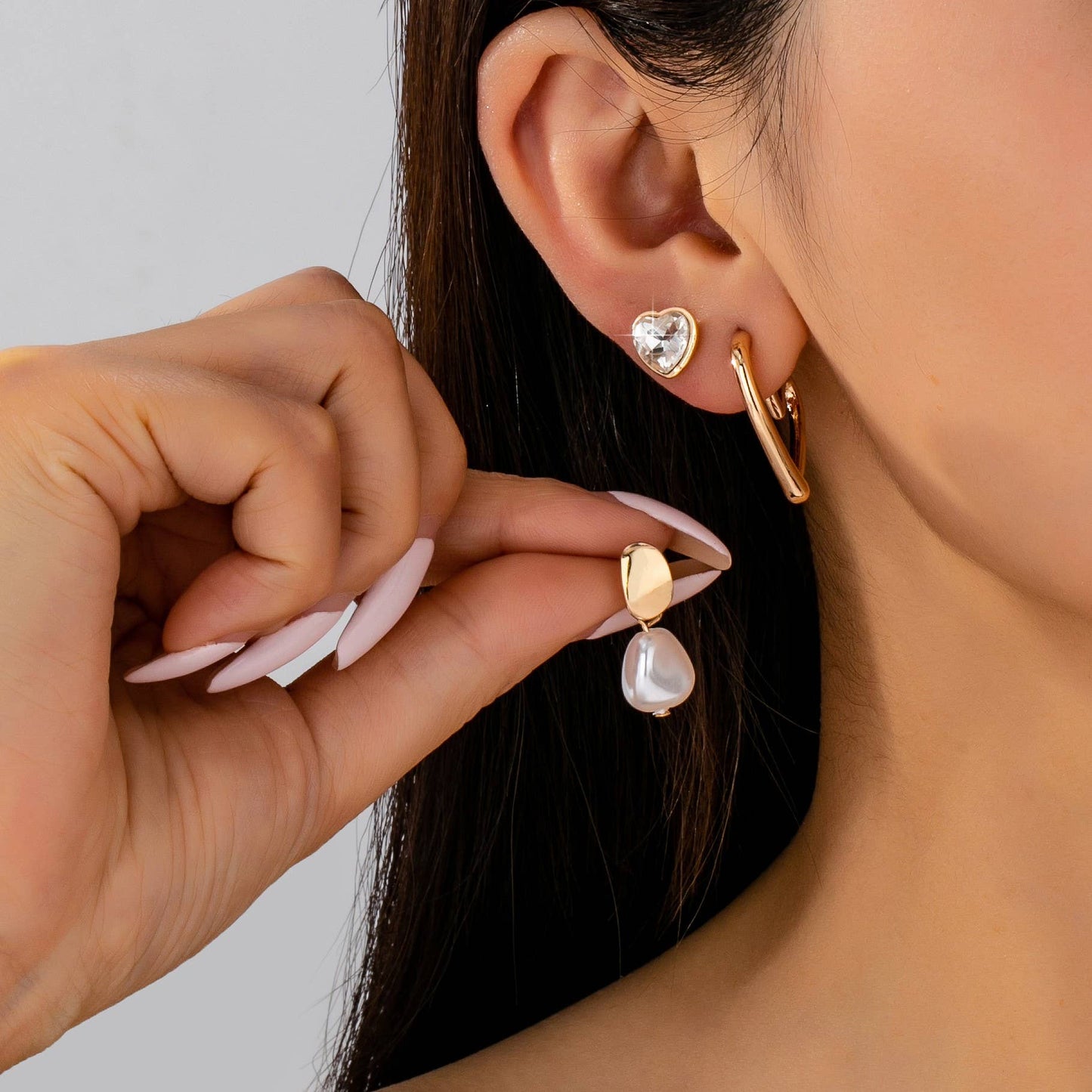 Trio Gold-Tone Pearl & Crystal Earring Set | 80E61609