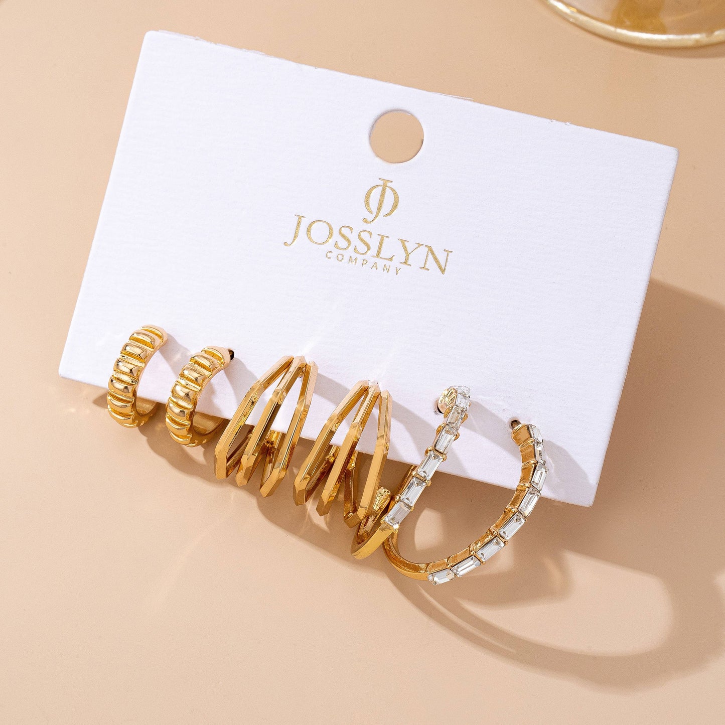 Baguette Stone Hoop, Geo Hoop Trio Earrings | 80E61782