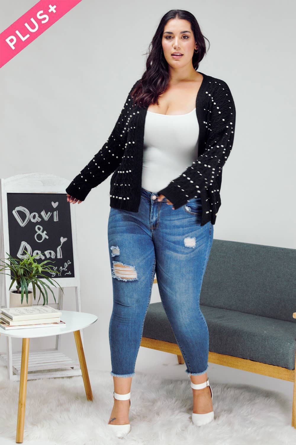 PLUS PRINTED LONG SLEEVE CARDIGAN