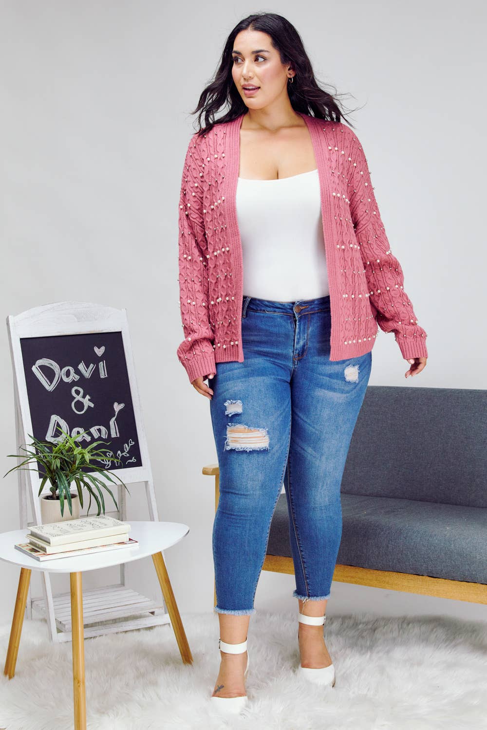 PLUS PRINTED LONG SLEEVE CARDIGAN