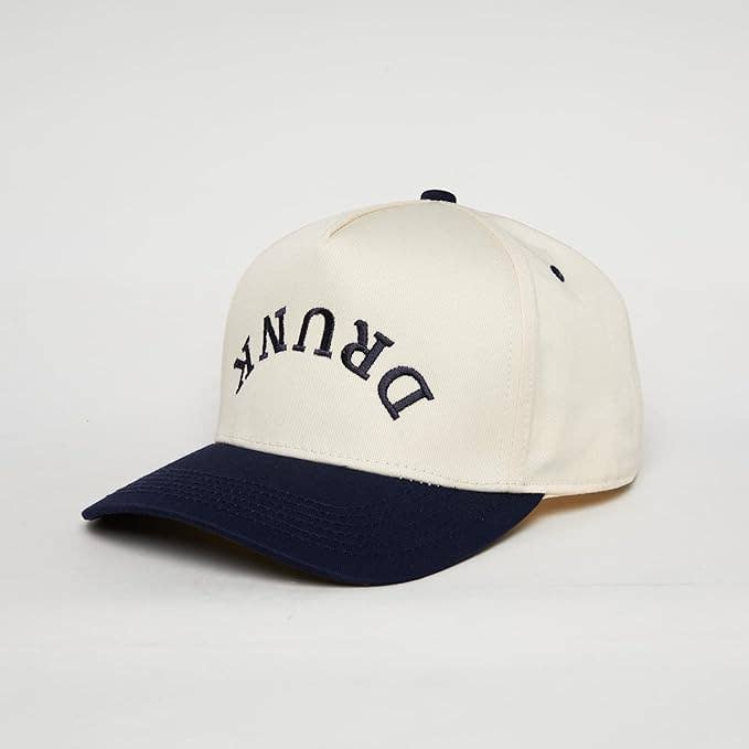 2-Tone Embroidered Cap - Drunk (Upside Down) - Navy/Beige
