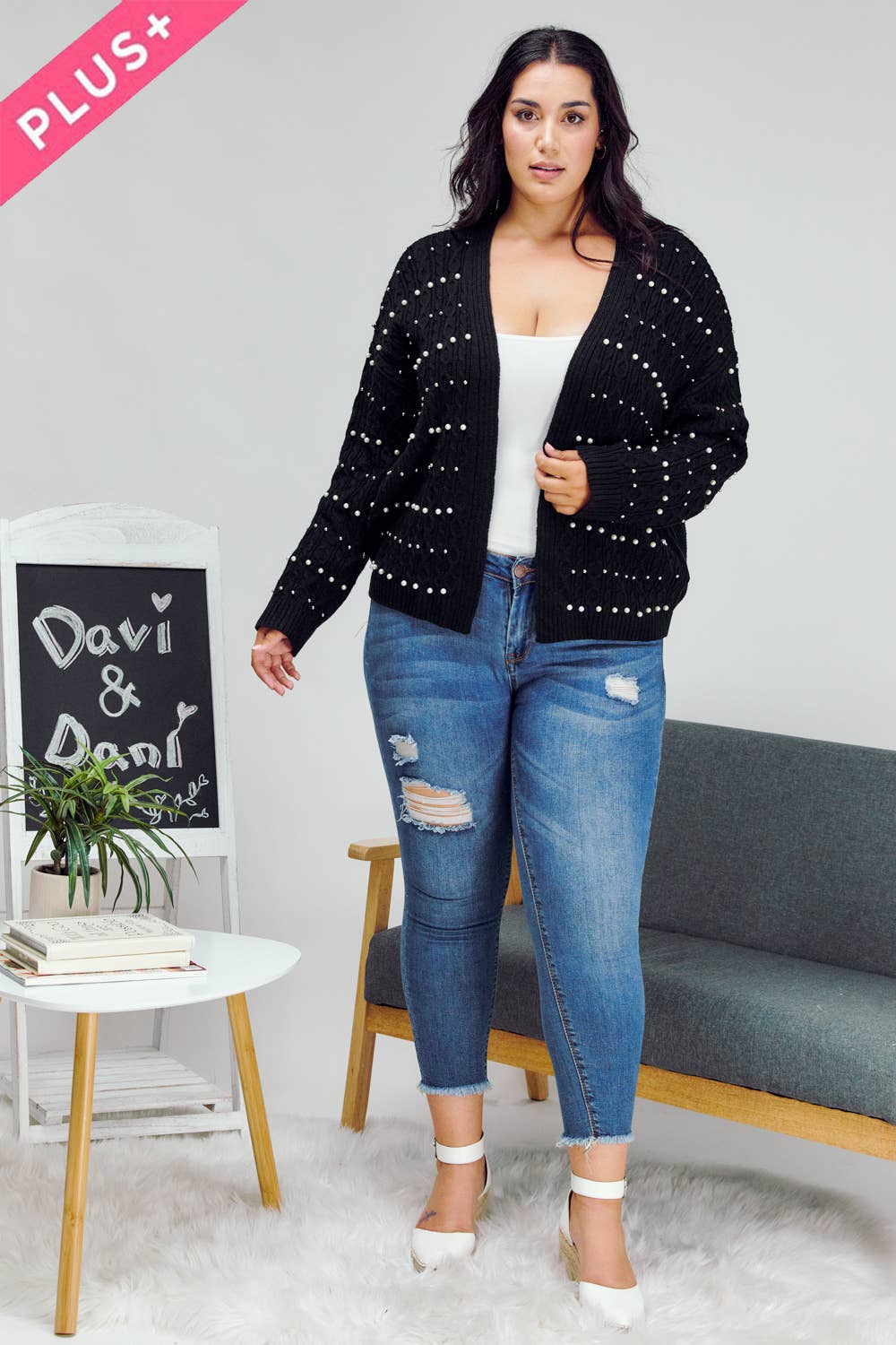 PLUS PRINTED LONG SLEEVE CARDIGAN