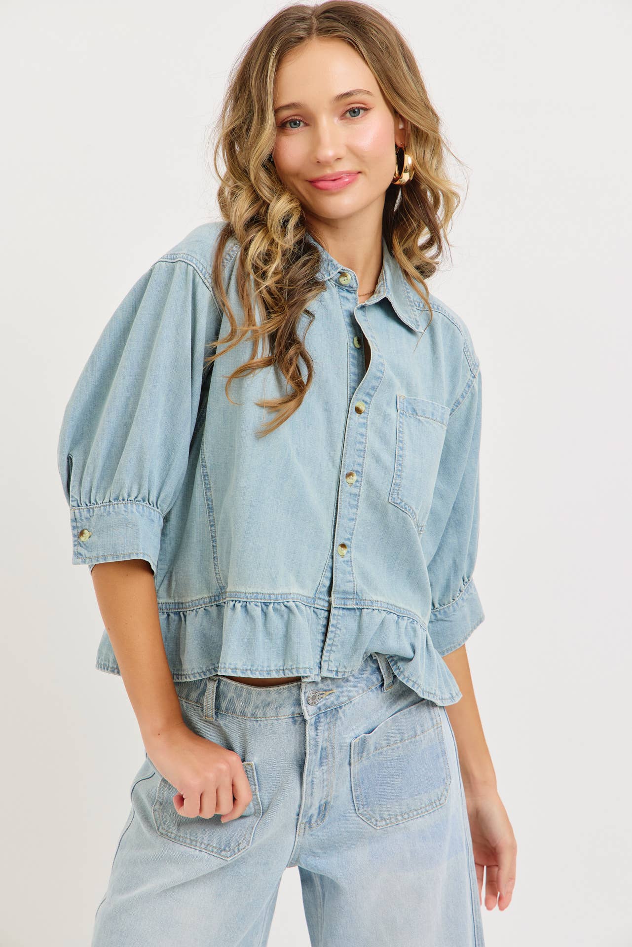 CASUAL EVERYDAY WEAR  WASHED DENIM SHIRT