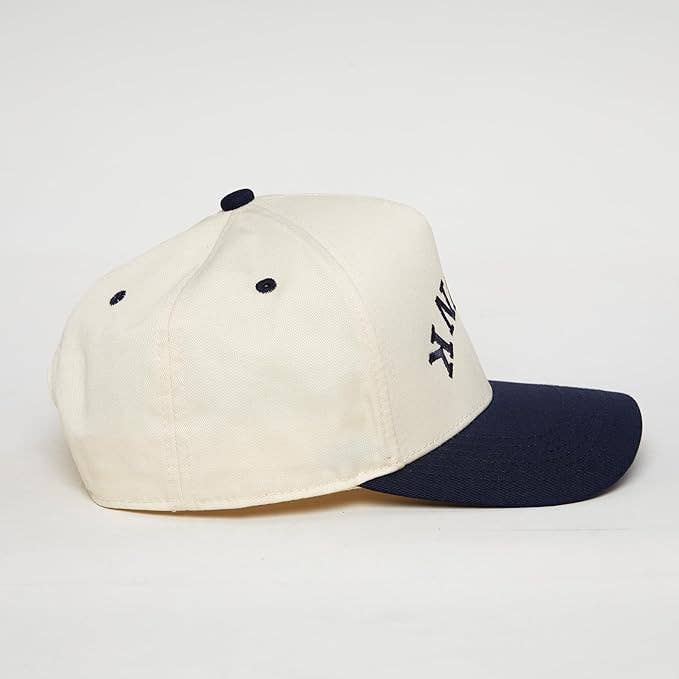 2-Tone Embroidered Cap - Drunk (Upside Down) - Navy/Beige