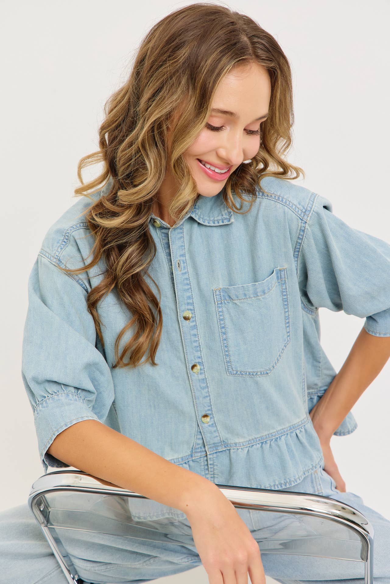 CASUAL EVERYDAY WEAR  WASHED DENIM SHIRT