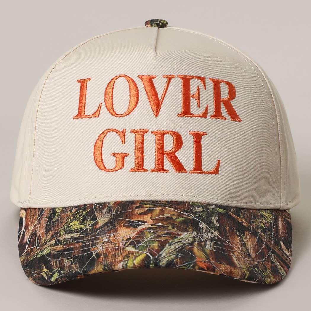 LOVER GIRL Embroidery Camouflage Trucker