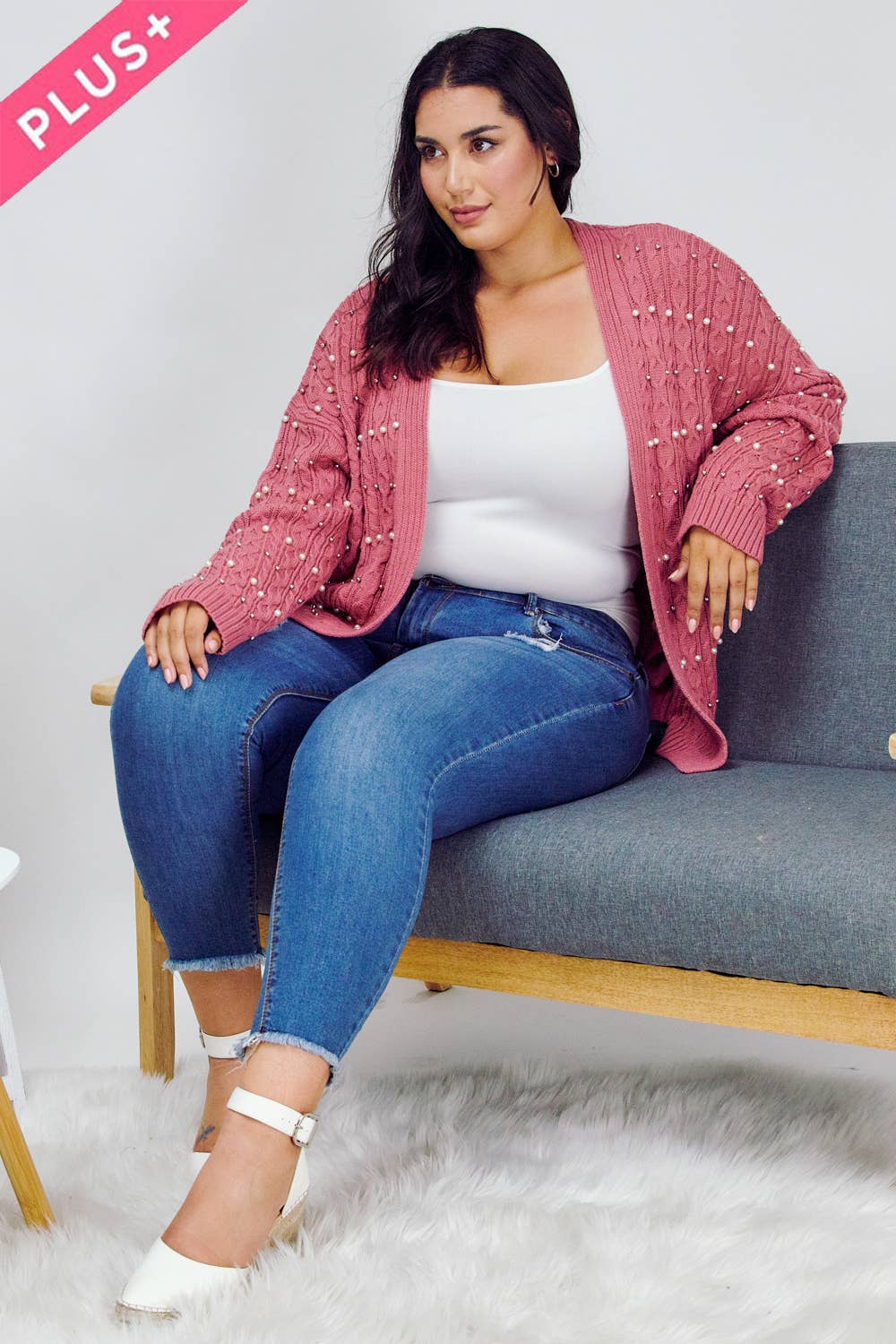 PLUS PRINTED LONG SLEEVE CARDIGAN