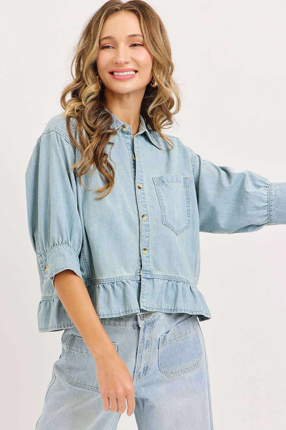 CASUAL EVERYDAY WEAR  WASHED DENIM SHIRT