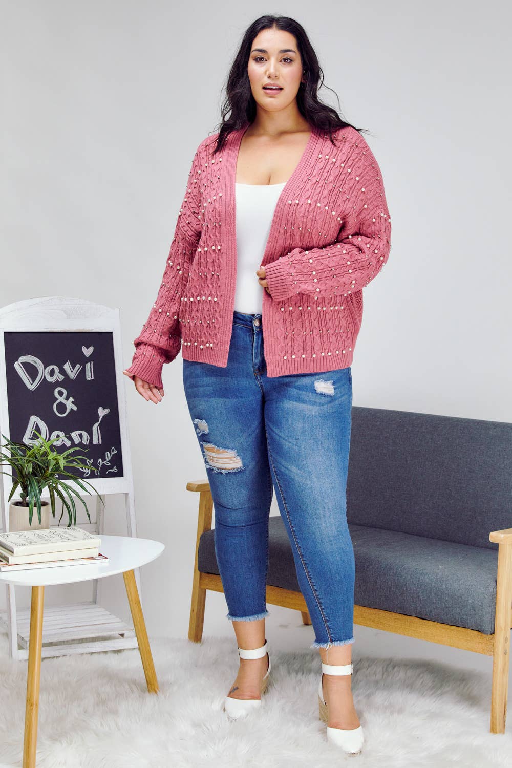 PLUS PRINTED LONG SLEEVE CARDIGAN