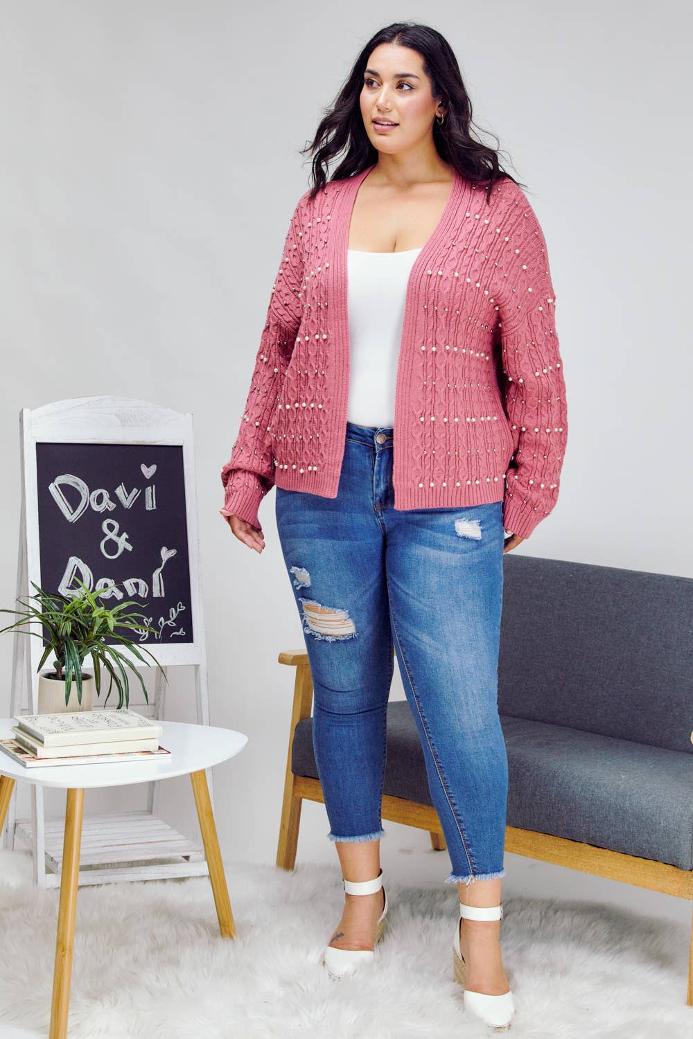 PLUS PRINTED LONG SLEEVE CARDIGAN