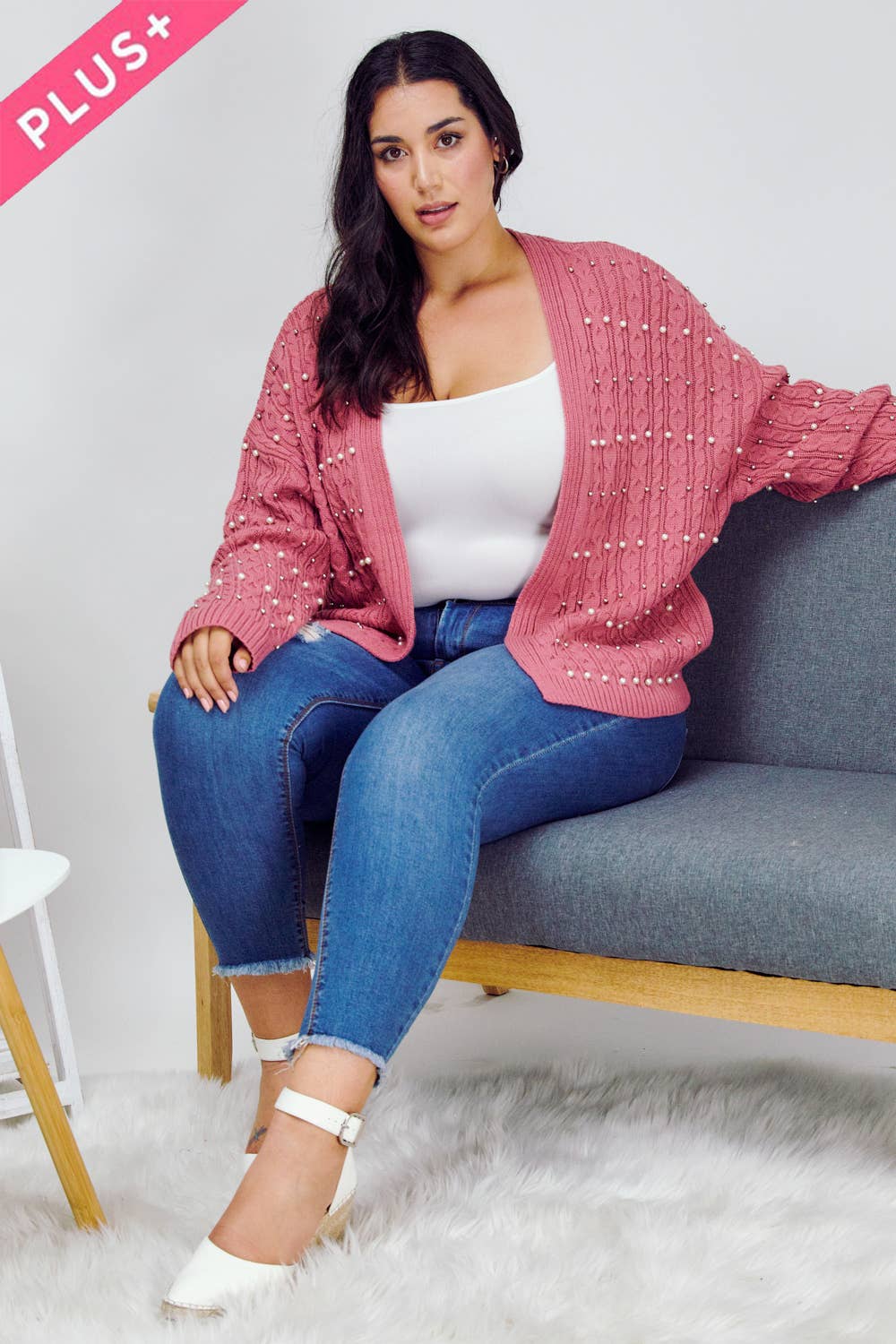 PLUS PRINTED LONG SLEEVE CARDIGAN