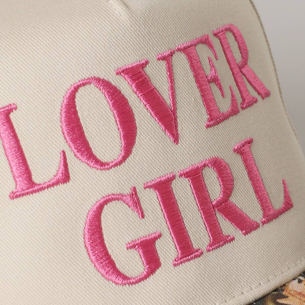 LOVER GIRL Embroidery Camouflage Trucker