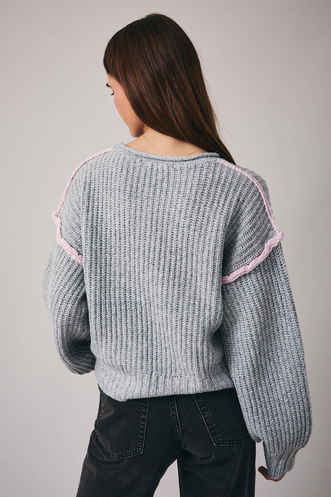 ROUND ROLL UP NECK LONG SLEEVE SLOUCHY FIT SWEATER