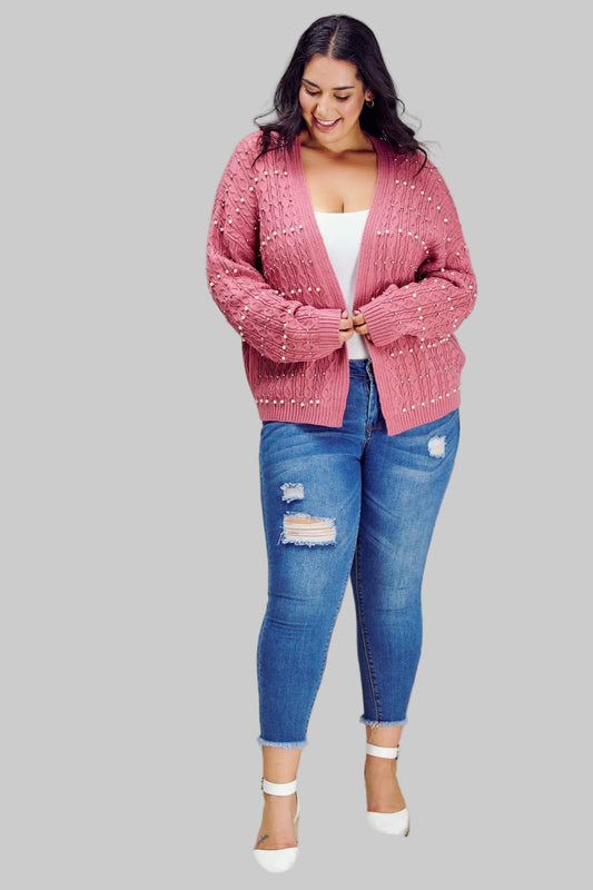 PLUS PRINTED LONG SLEEVE CARDIGAN