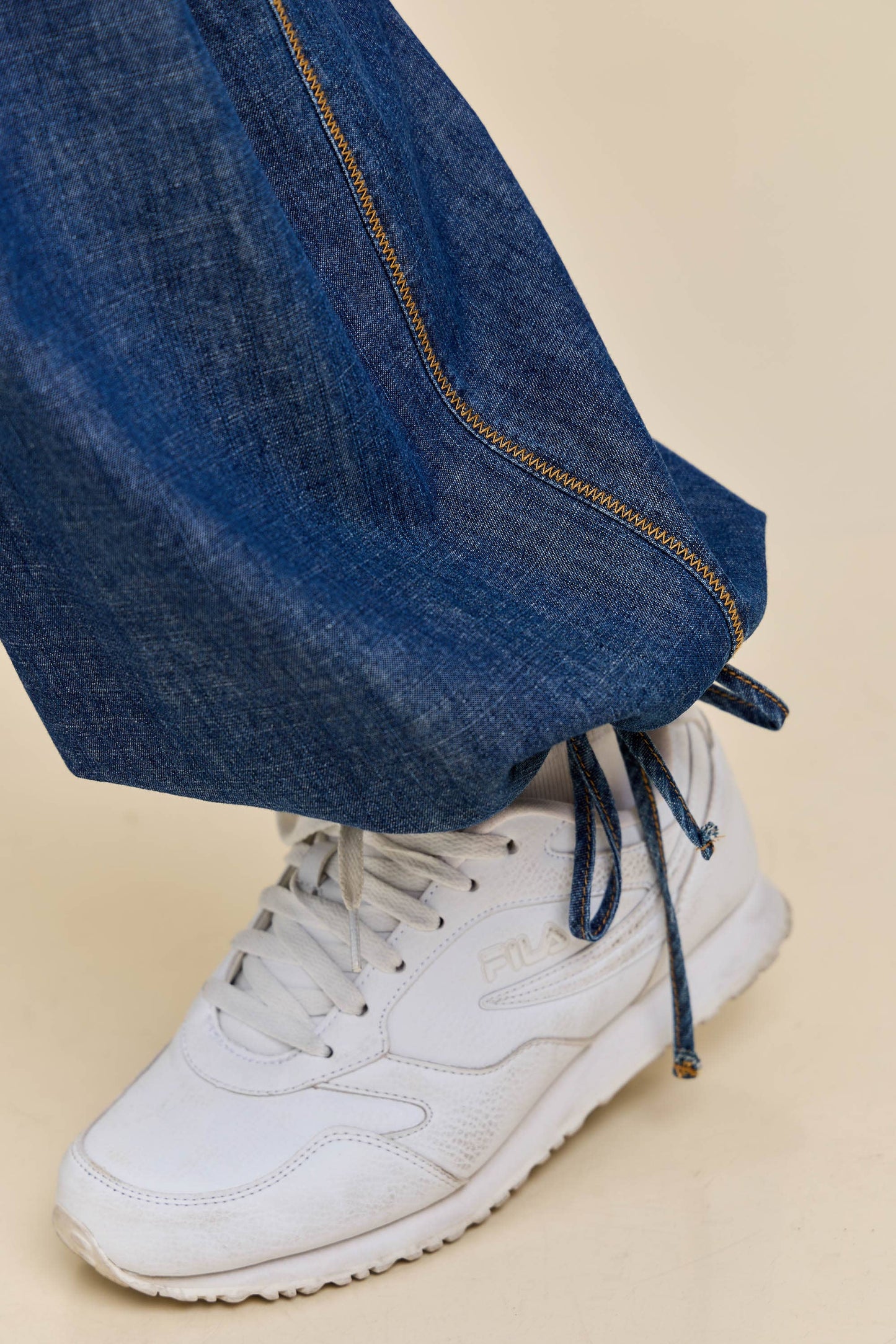 Dual-Style Wide-Leg and Cinched Jogger Denim Pants