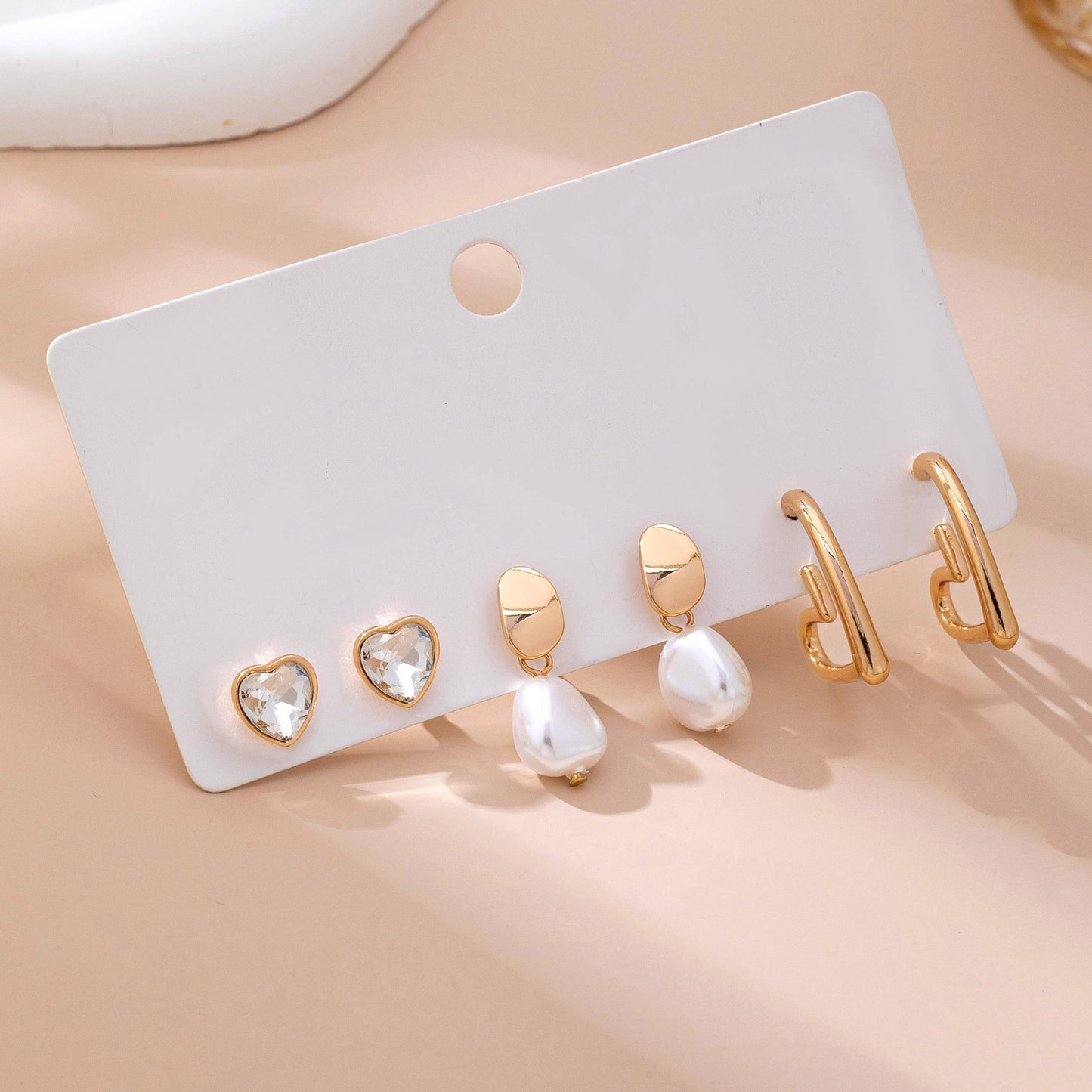 Trio Gold-Tone Pearl & Crystal Earring Set | 80E61609