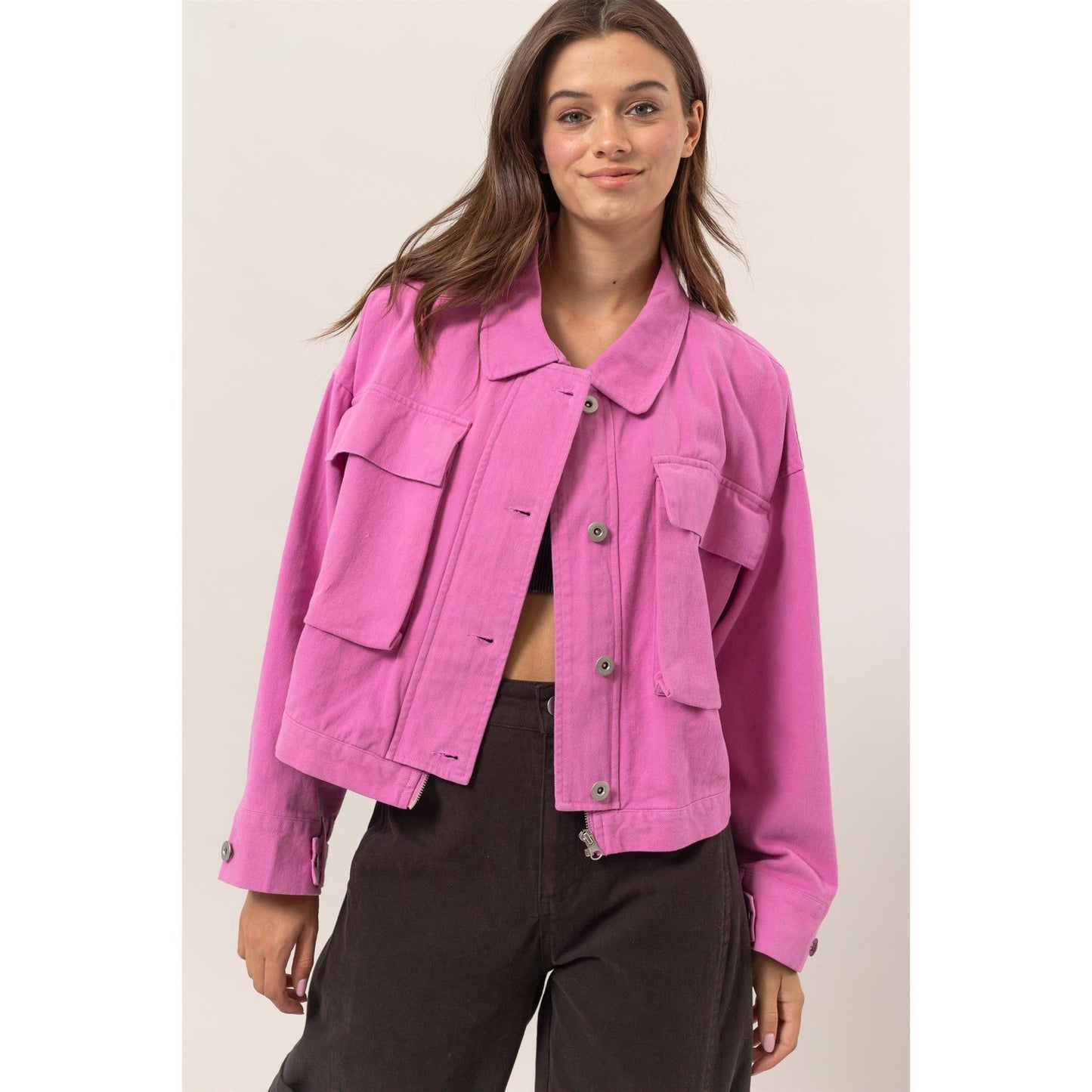 Brushed Twill Cropped Jacket