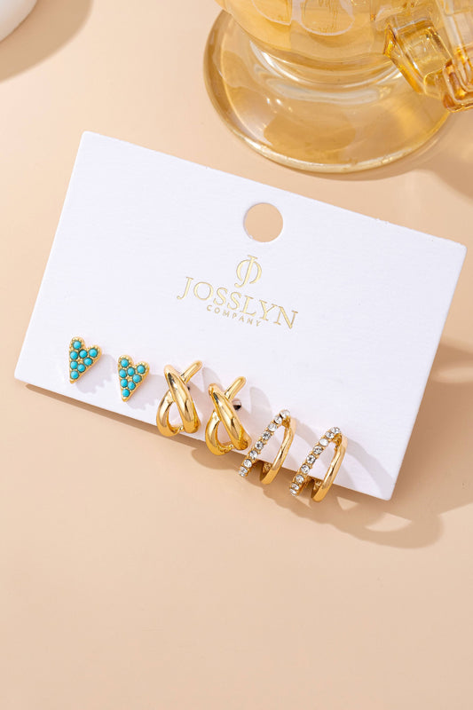 Turquoise & Crystal Mixed Earring Set | 80E61716