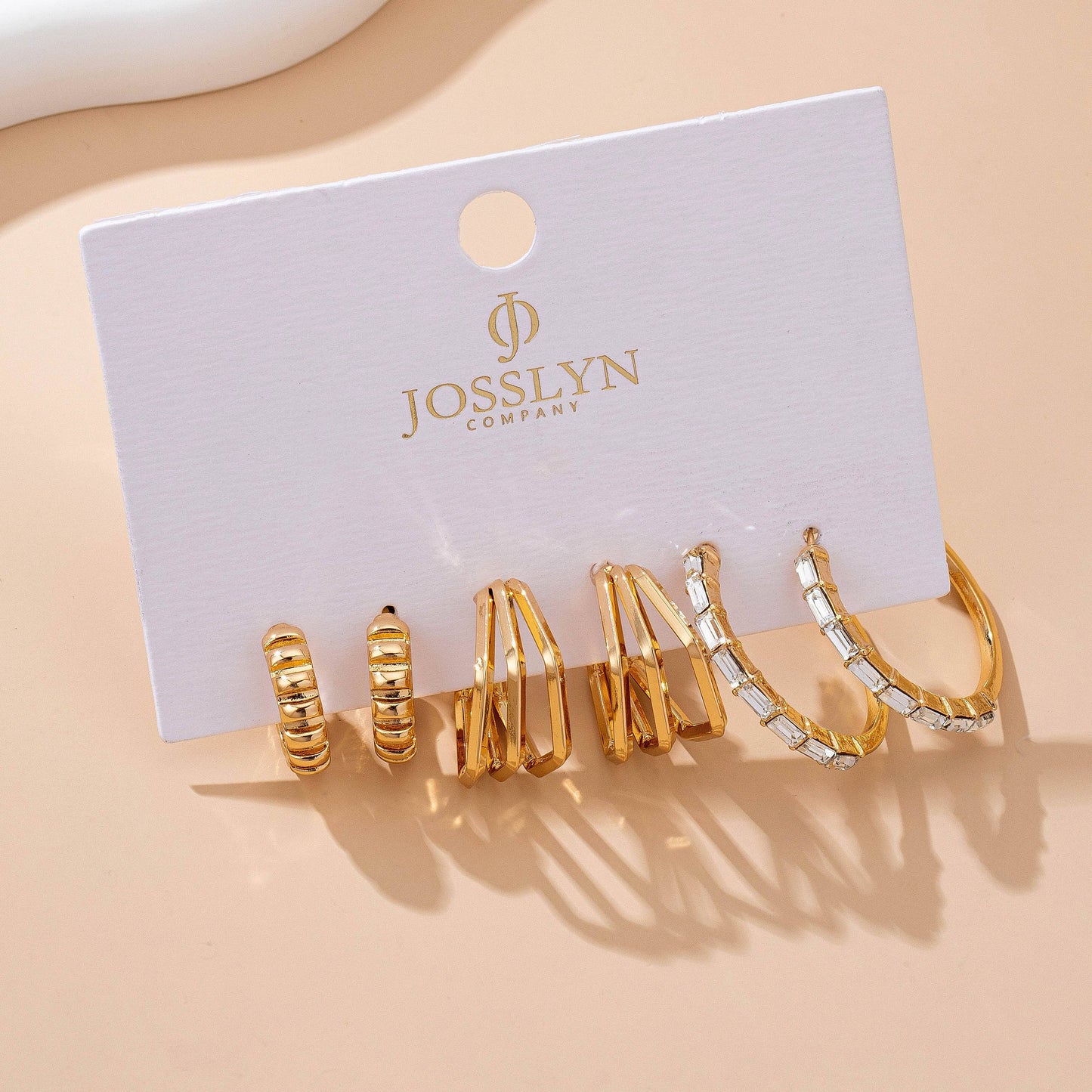 Baguette Stone Hoop, Geo Hoop Trio Earrings | 80E61782