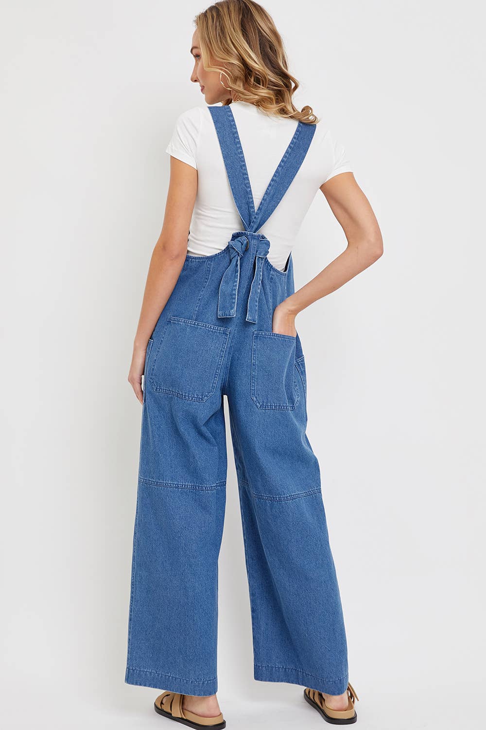 DENIM WIDE-LEG JUMPSUIT/OVERALL