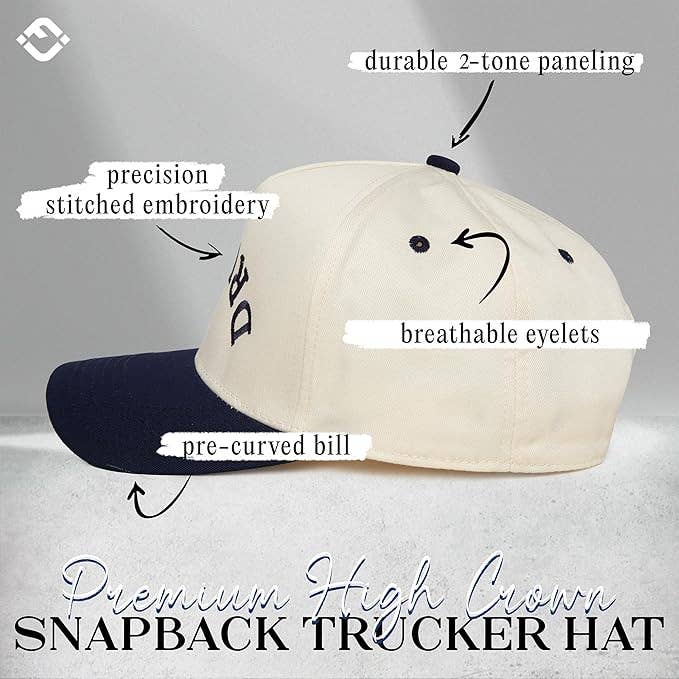 2-Tone Embroidered Cap - Drunk (Upside Down) - Navy/Beige