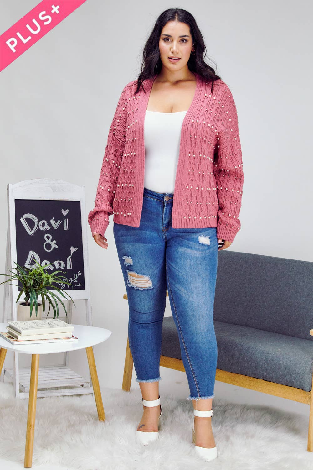 PLUS PRINTED LONG SLEEVE CARDIGAN