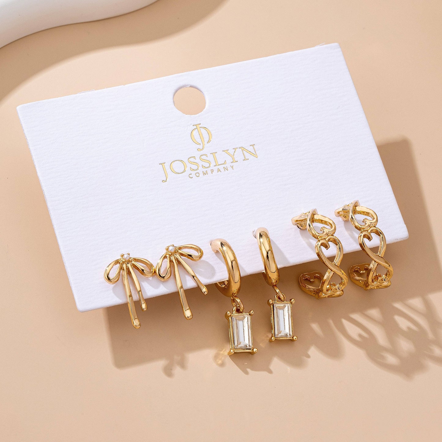 Baguette Stone Hoop, Bow Trio Earring Set | 80E61789