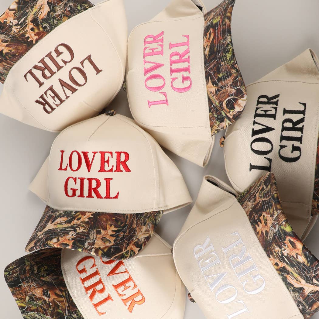 LOVER GIRL Embroidery Camouflage Trucker