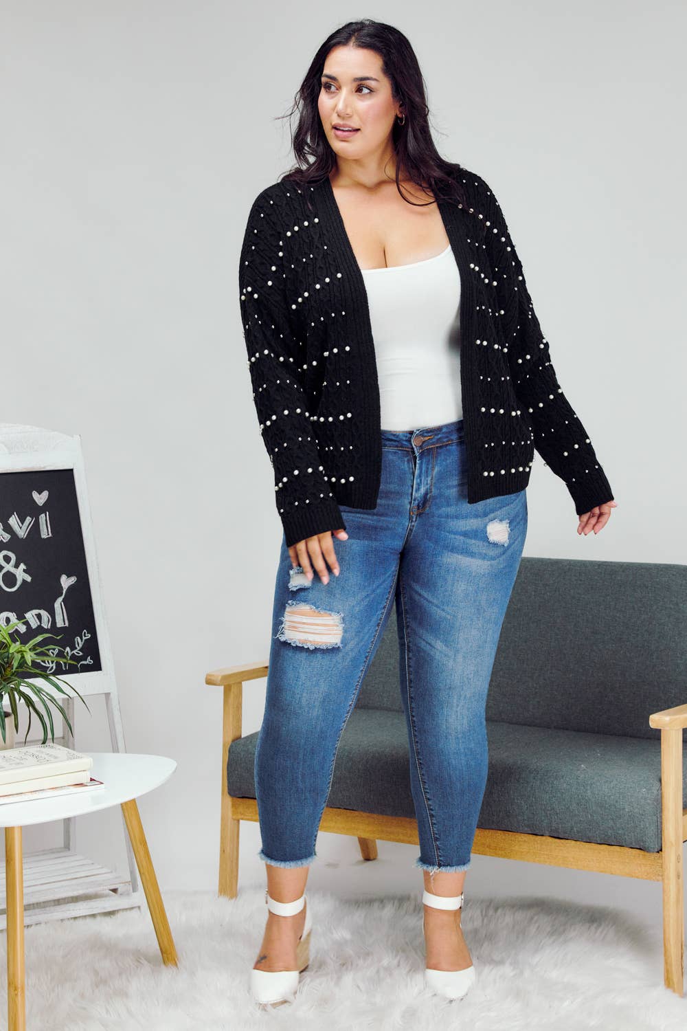 PLUS PRINTED LONG SLEEVE CARDIGAN