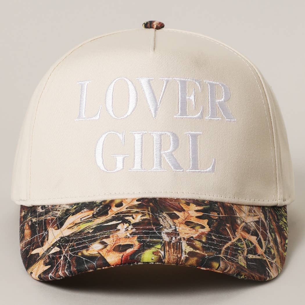 LOVER GIRL Embroidery Camouflage Trucker