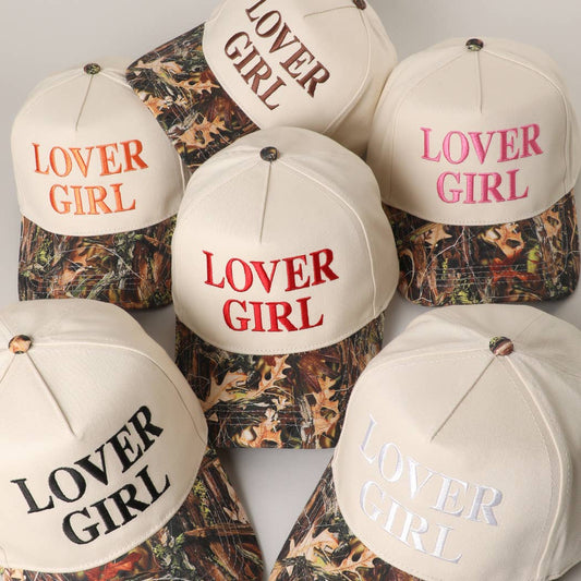 LOVER GIRL Embroidery Camouflage Trucker