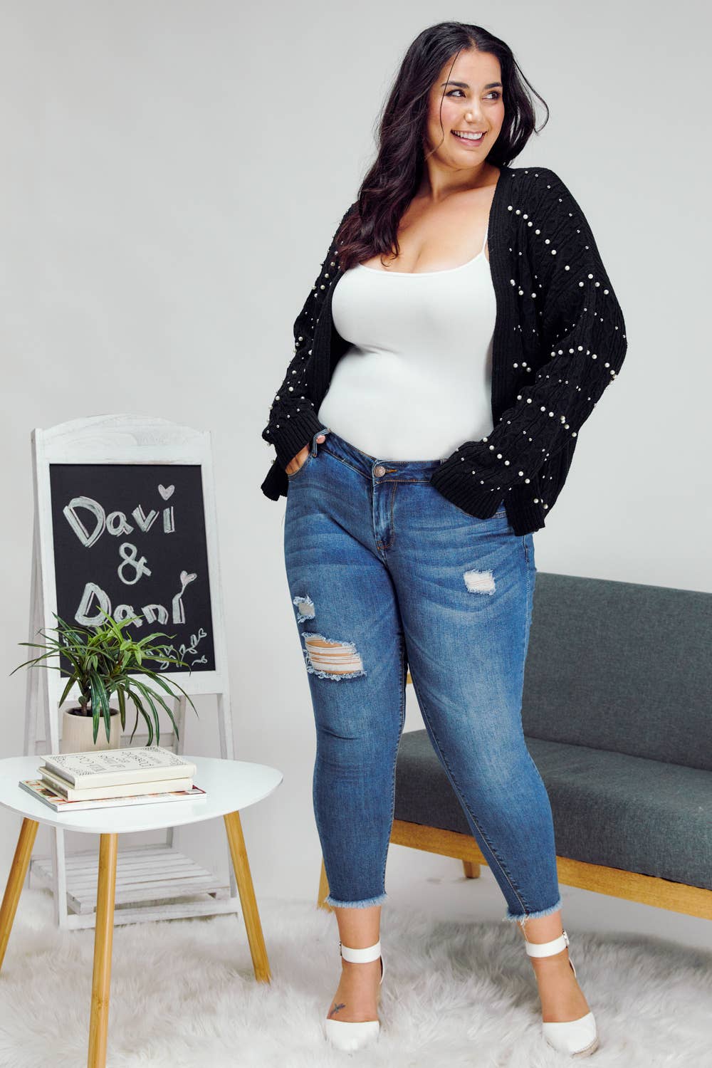 PLUS PRINTED LONG SLEEVE CARDIGAN