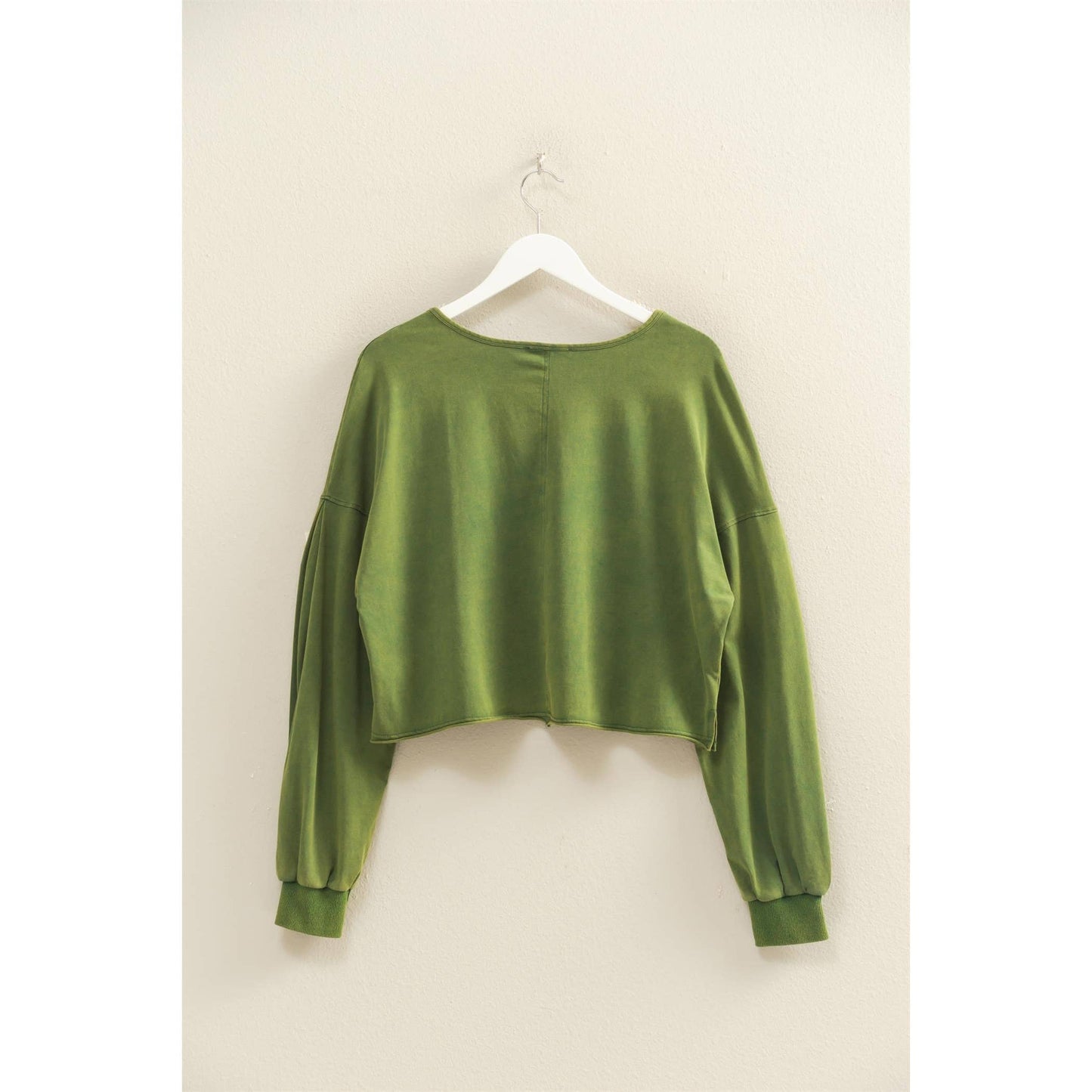 Mineral Washed Casual Long-Sleeve Top