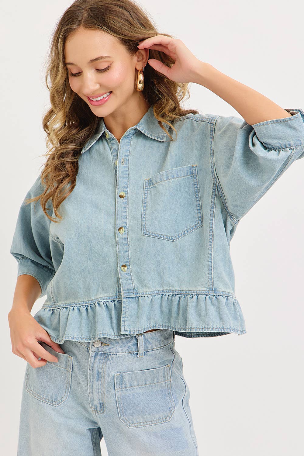 CASUAL EVERYDAY WEAR  WASHED DENIM SHIRT