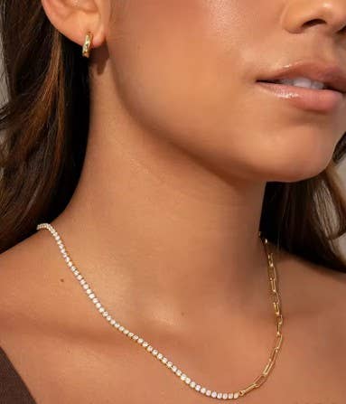 18K STAINLESS STEEL TARNISH FREE TENNIS NECKLACE | 40NK9641