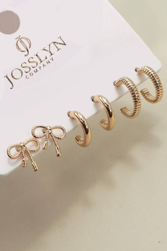 MINI BOW HUGGIE HOOP TRIO EARRINGS | 80E6406