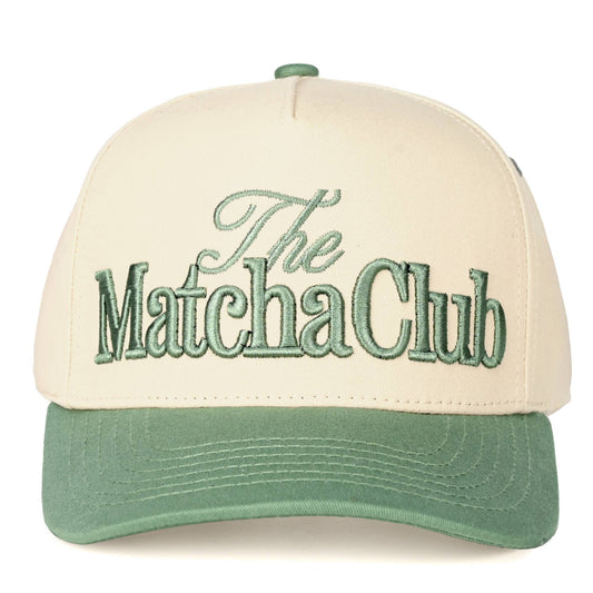 2-Tone 3D Embroidered Cap - The Matcha Club - Sage/Beige