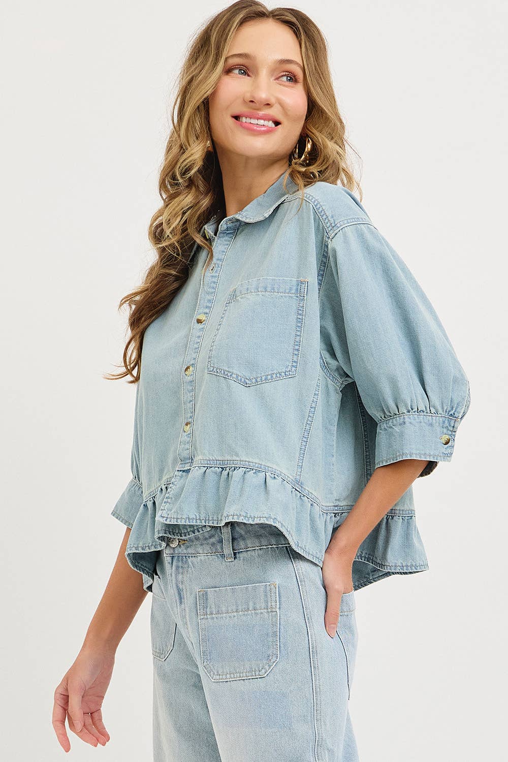 CASUAL EVERYDAY WEAR  WASHED DENIM SHIRT