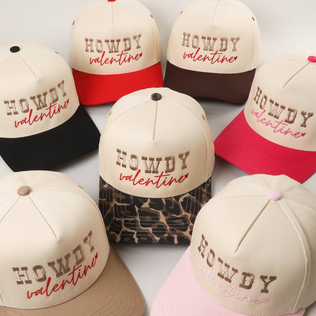 Howdy Valentine Embroidery Two-Tone Trucker Hat