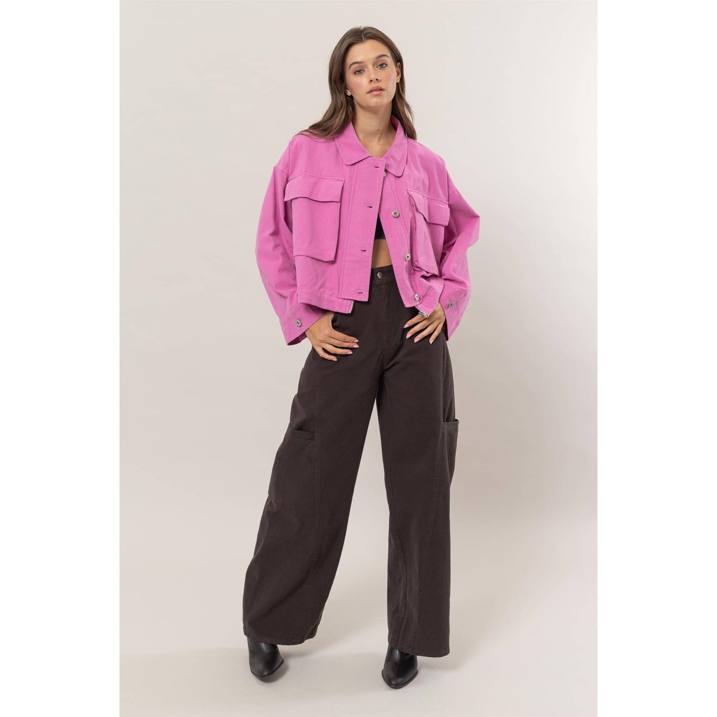 Brushed Twill Cropped Jacket