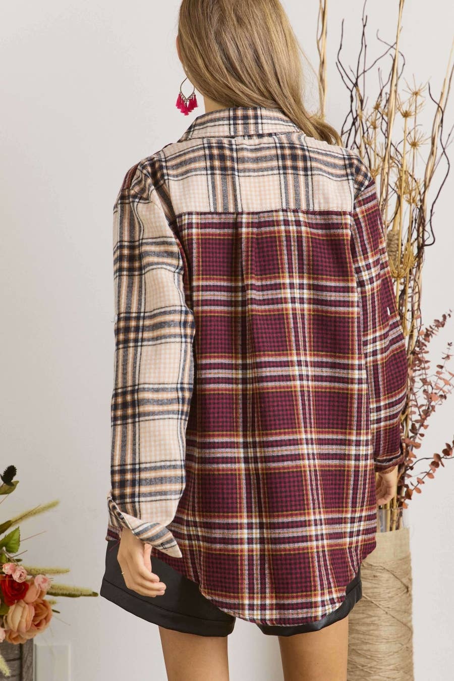 CET2512X - PLUS SIZE MULTI COLOR PLAID SHIRT