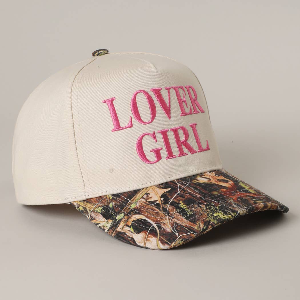LOVER GIRL Embroidery Camouflage Trucker