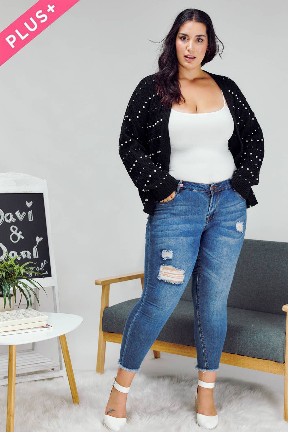 PLUS PRINTED LONG SLEEVE CARDIGAN