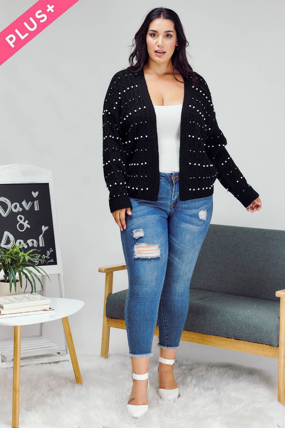 PLUS PRINTED LONG SLEEVE CARDIGAN