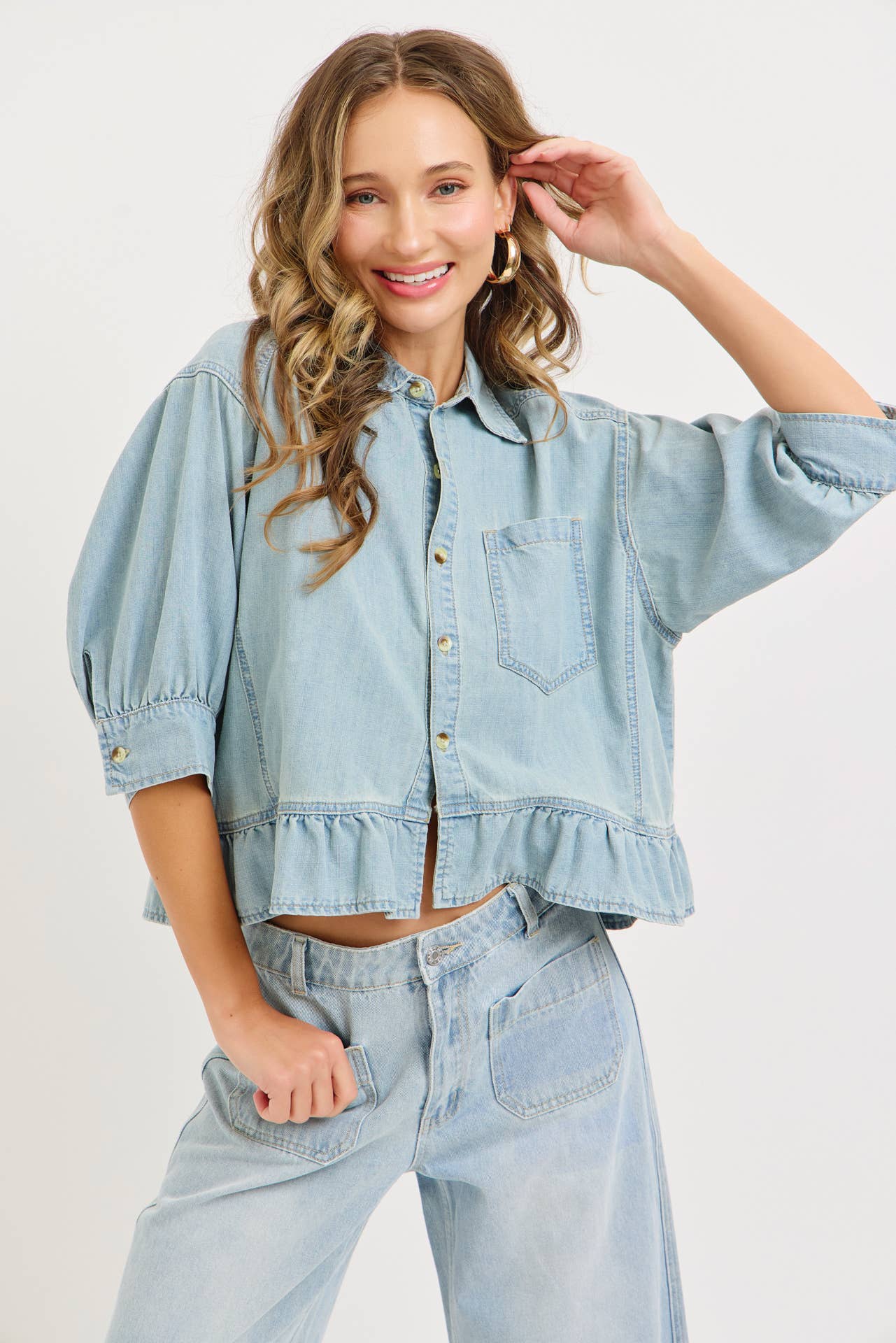 CASUAL EVERYDAY WEAR  WASHED DENIM SHIRT