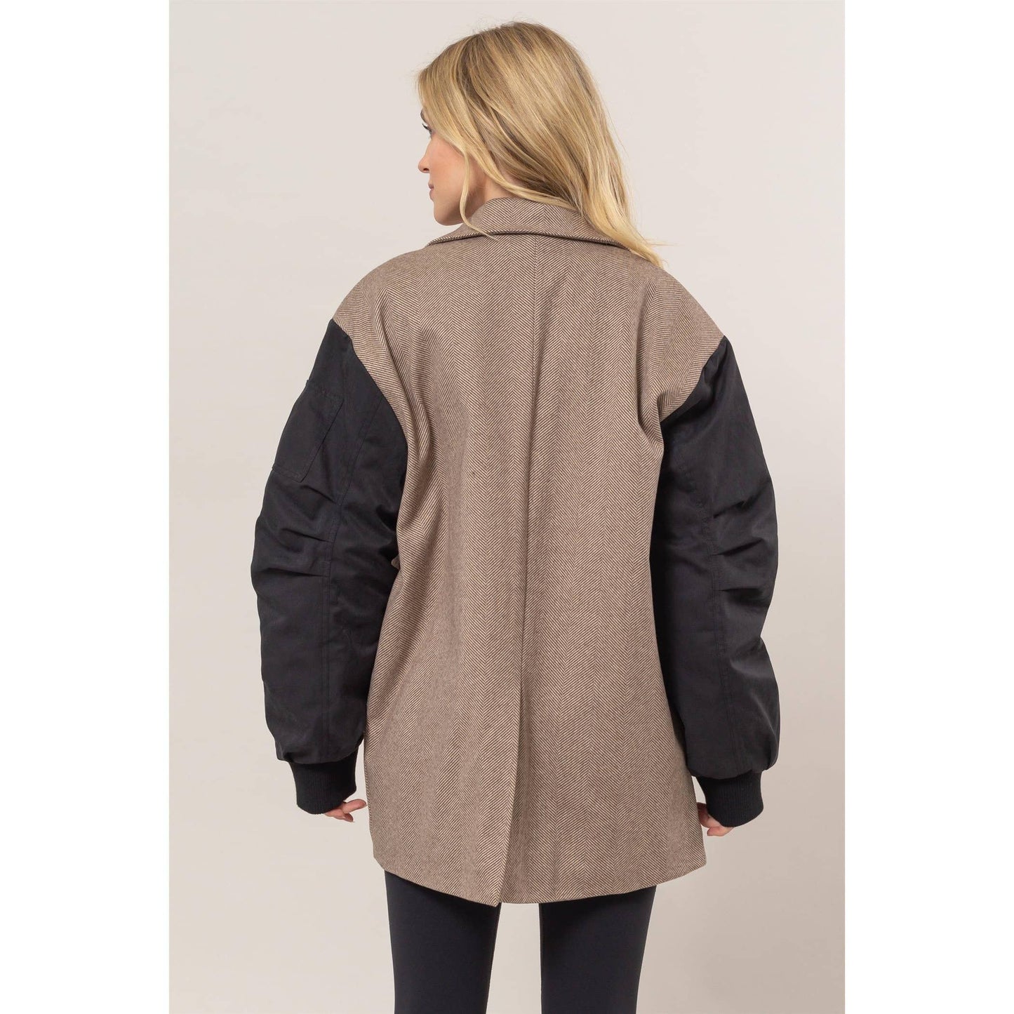 Herringbone Mixed Media Coat