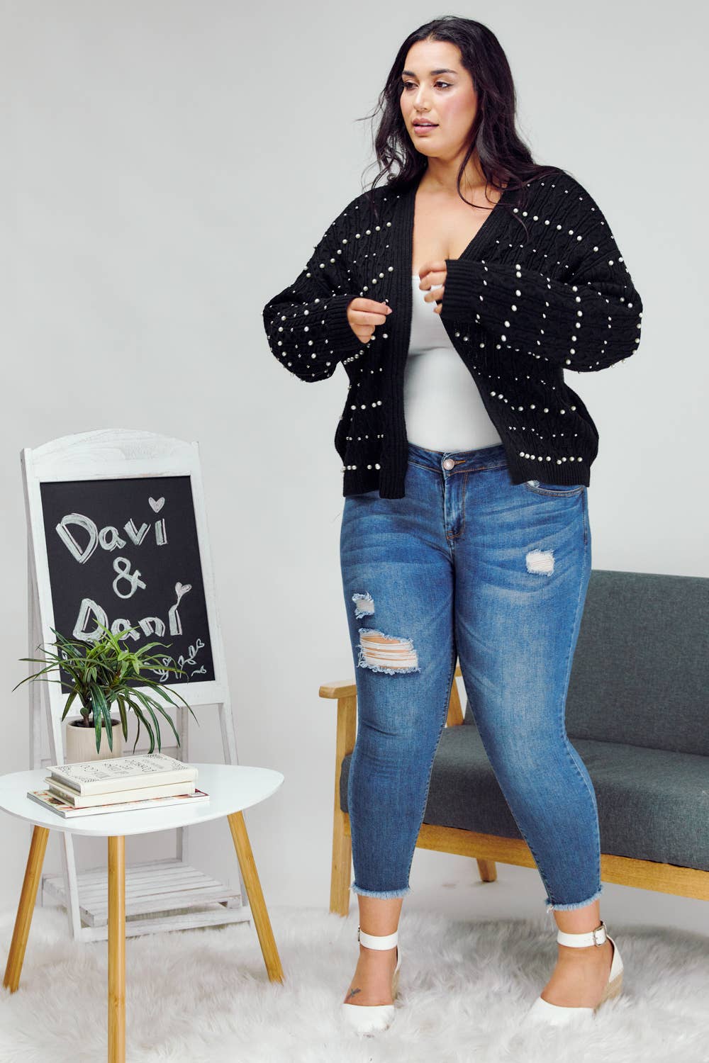 PLUS PRINTED LONG SLEEVE CARDIGAN