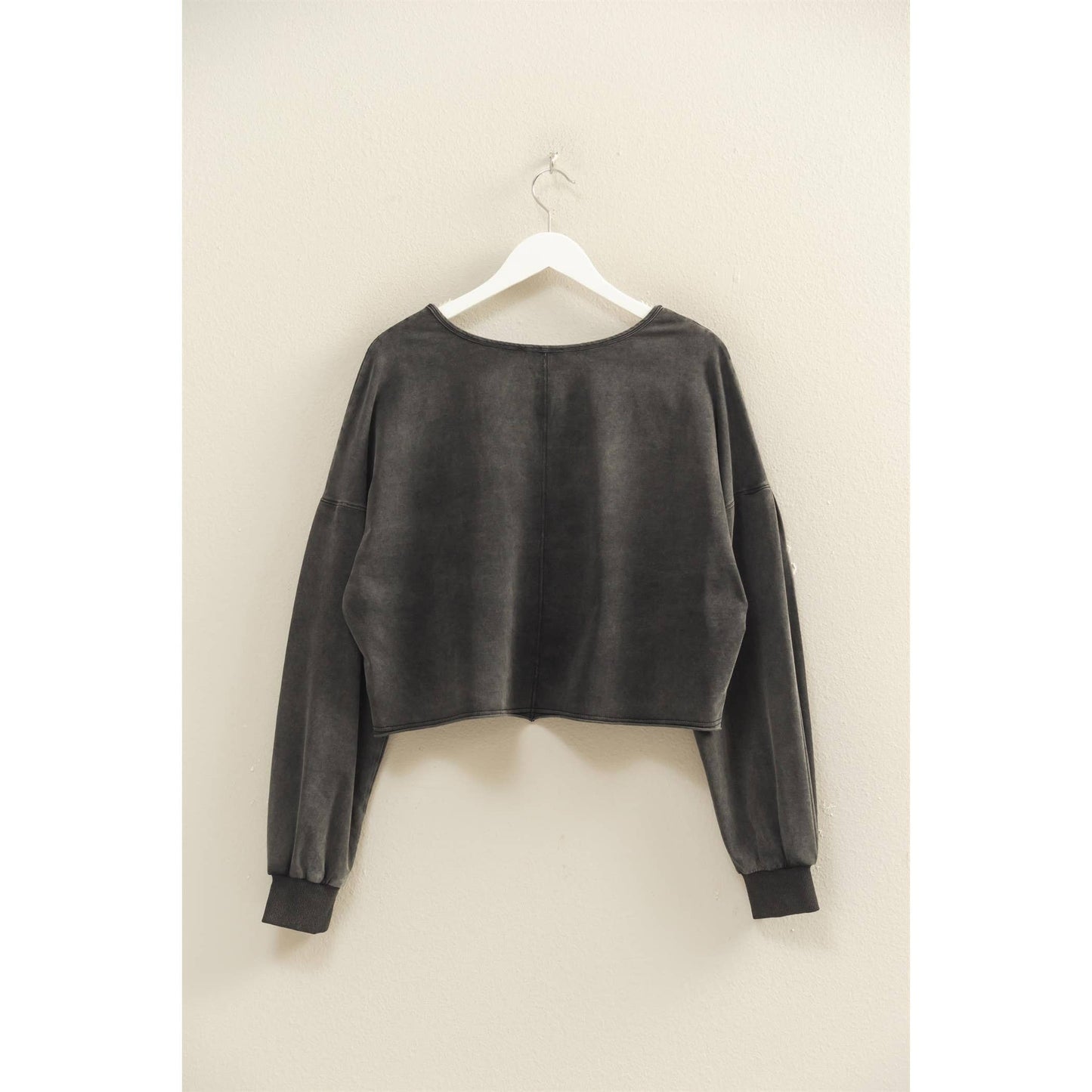 Mineral Washed Casual Long-Sleeve Top